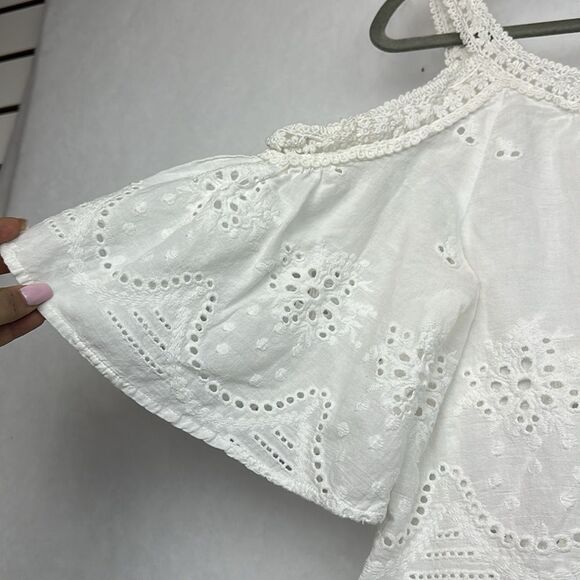 Bohemian cotton top  with bare shoulders Sz M  Cut-out detail - Picture 6 of 9